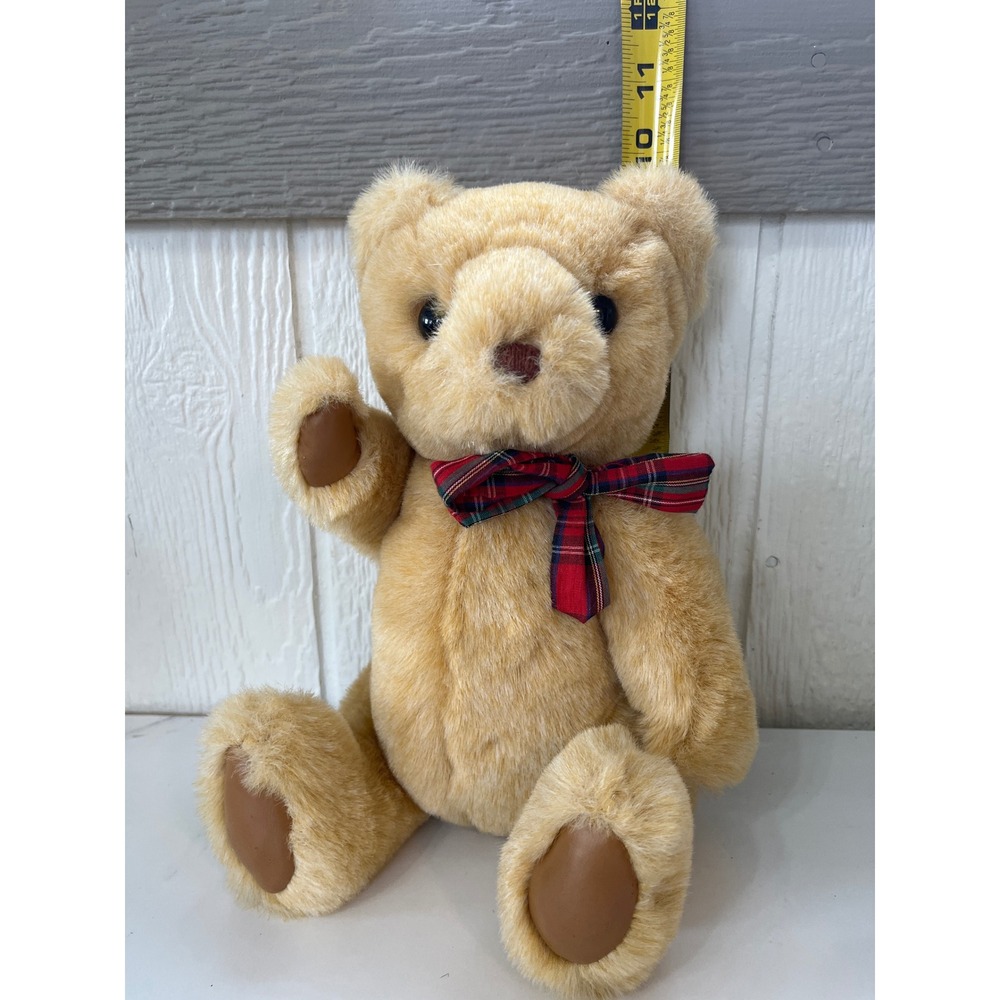 Gund Teddy Bear Plush Stuffed Animal Tartan Bow Vintage 1982